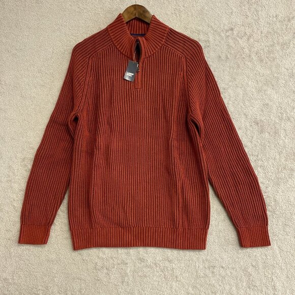 NEW Lands' End Drifter Men's M Half-Zip Pullover Sweater Red 100% Cotton -86 - Picture 3 of 13